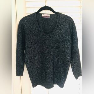 Vintage Silk Angora Wool Blend Black Sweater S / M - Made in Scotland - Metallic